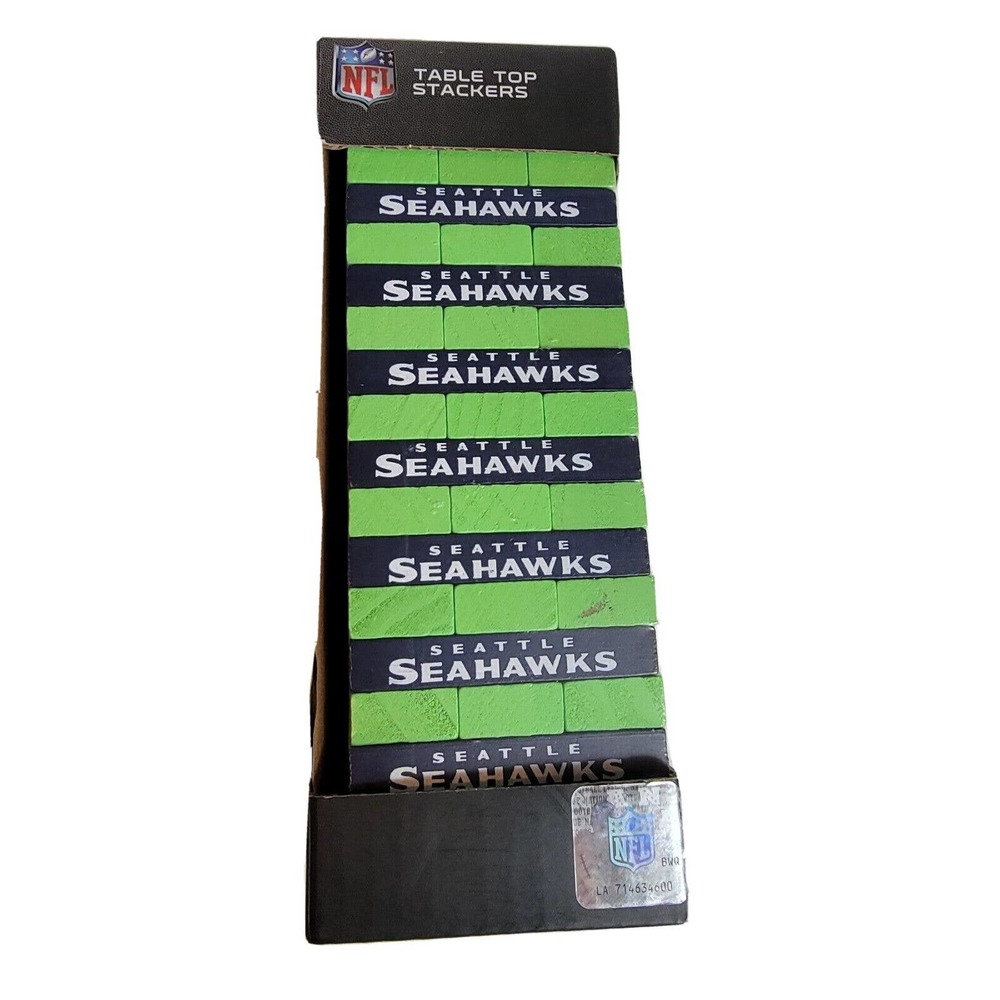 Seattle Seahawks Table Top Stackers Game Blue‎ Green NFL NIP New Wood Block